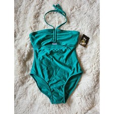 Green Halter Neck Tie One Piece Swimsuit Art Class size Large 10/12 NWT