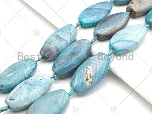 Natural Turquoise Blue Agate Oval Spacer Beads, Sku#U1021 - Picture 1 of 5