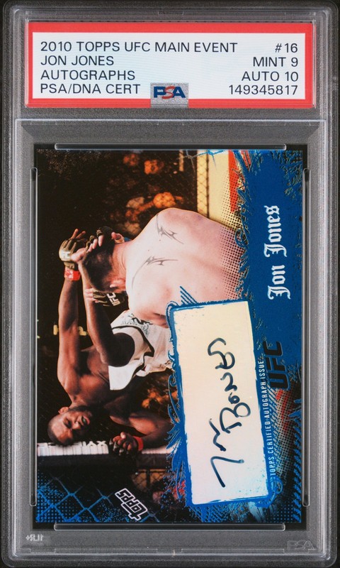 2010 TOPPS UFC MAIN EVENT AUTOS #16 JON JONES PSA 9 AUTO 10