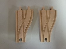 Wooden Railway Train 2 way Parallel Switch Tracks x 2 works w Thomas Brio