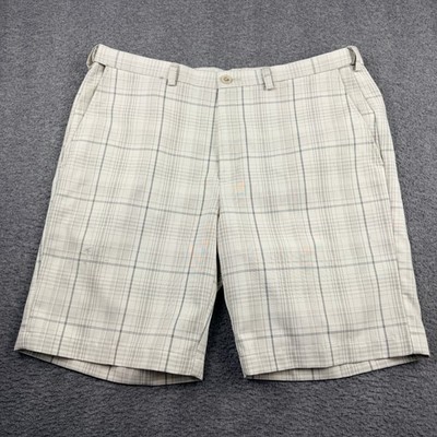 Pebble Beach Men's Plaid Golf Shorts Tan Cream Performance Size 38 WPL 386