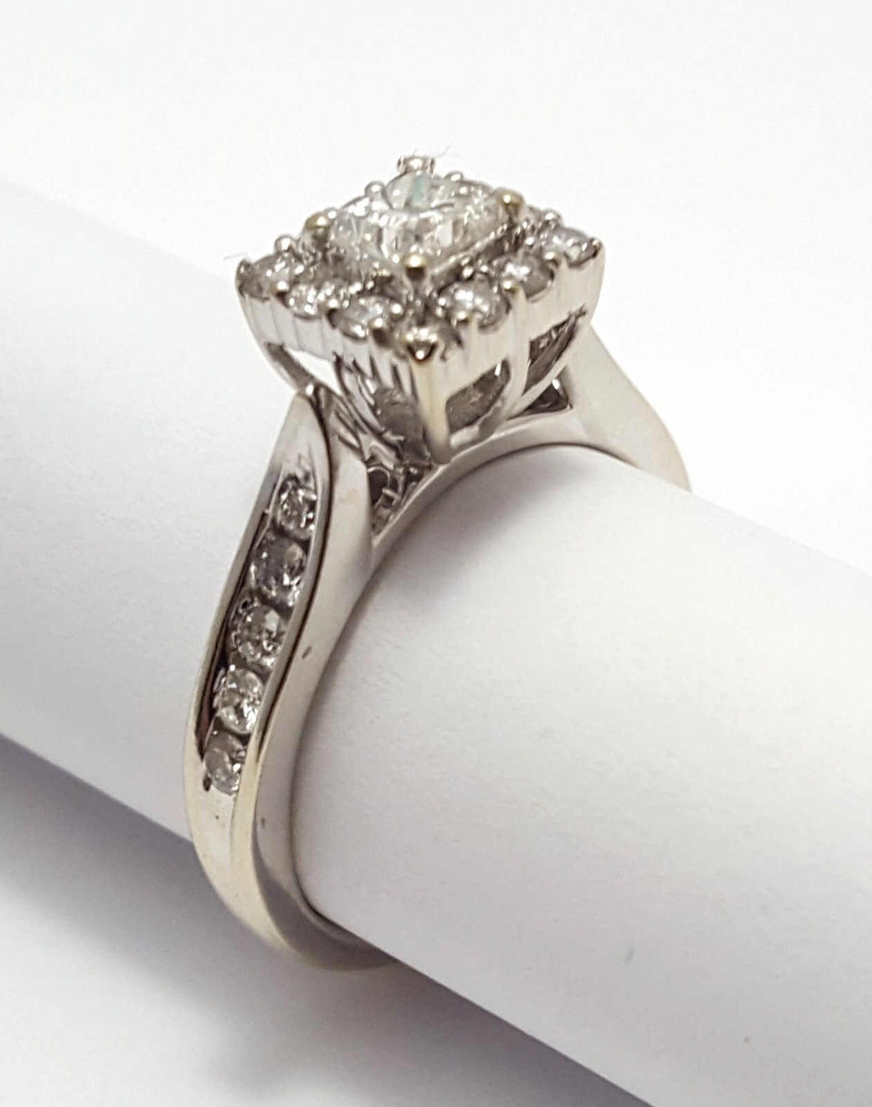 Unique 14K Solid White Gold Wedding Engagement Pr… - image 8