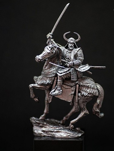 Tin Alloy Toy Japanese Horse Samurai Miniature Warriors Statue 1/24 - Picture 1 of 4