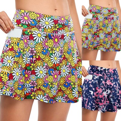 Women Tennis Skirts Inner Shorts Elastic Sports Yoga Golf Skorts