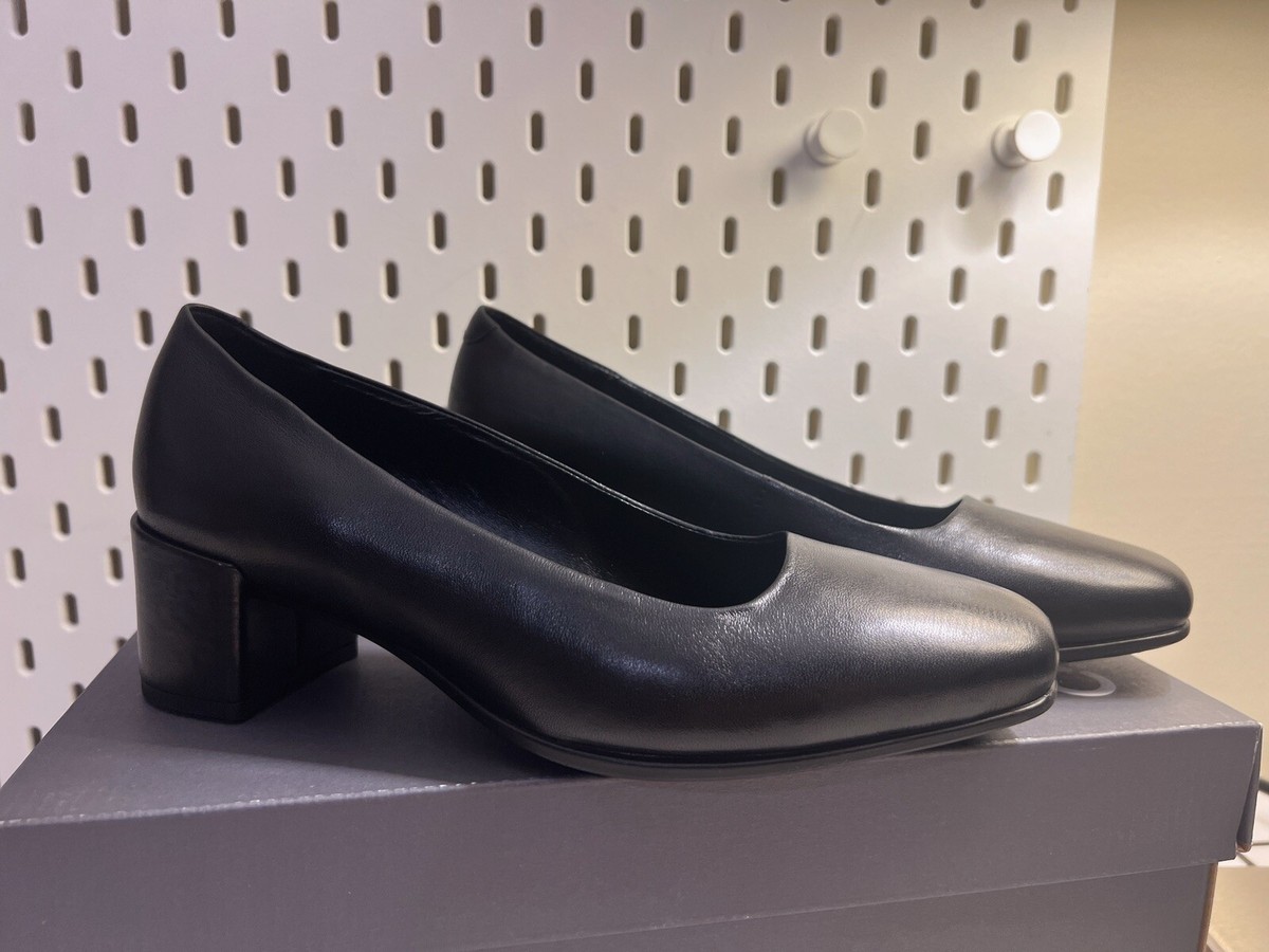 Ecco Women Shape Squared 35 Black Block Heel Pump 36 US 5-5.5 NIB