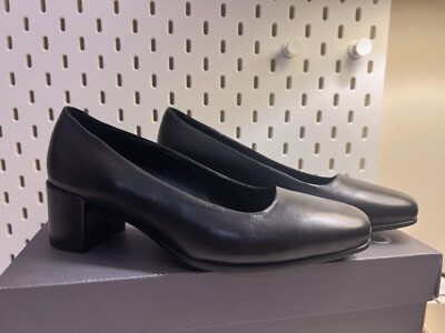Ecco Women Shape Squared 35 Black Block Heel Pump 36 US 5-5.5 NIB