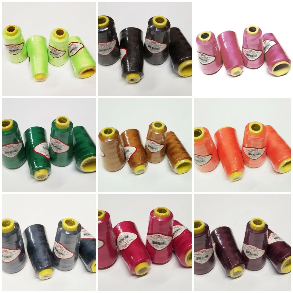 4 CARRETES GRANDES SERGER OVERLOCK SERGE HILO DE COSER 2500 YARDAS CADA CONO (48 COLORES Foto 2 de 3