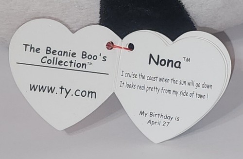 Juguete de peluche Ty Beanie Boos NONA the Orca Killer Whale 6" NUEVO MWMTs - Imagen 6 de 11