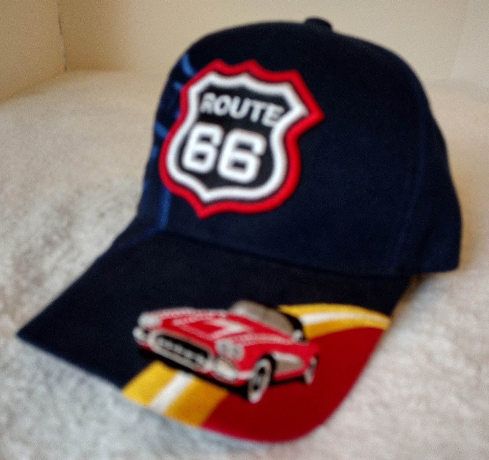 Route 66 Convertible Sports Car Hat Cap "hook & loop"… Gem