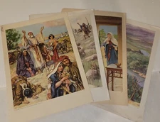 Lot 1-12x17 Vintage Mid-20th Century Religious Lithograph Prints - Stunning Art!