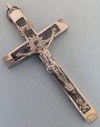 Large Vintage German Pectoral Crucifix Skull Crossbones Silver & Ebony — photo 5