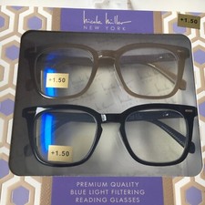 NEW Nicole Miller NY Readers BLACK TAN SET of 2 READING GLASSES 1.50