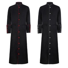 Priest Robe Cosplay Costume Pastor Halloween Outfit Mens Cassock Clergy Vestment