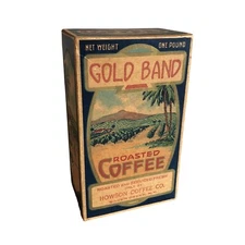 Howson Creek Co. Silver Creek NY Antique Gold Band 1 Lb Roasted Coffee Box