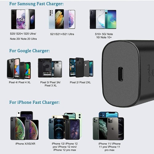 Cargador USB C-25W PD Cargador de Pared Carga Rápida Nuevo Samsung Galaxy CABLE 3 PIES - Imagen 4 de 5