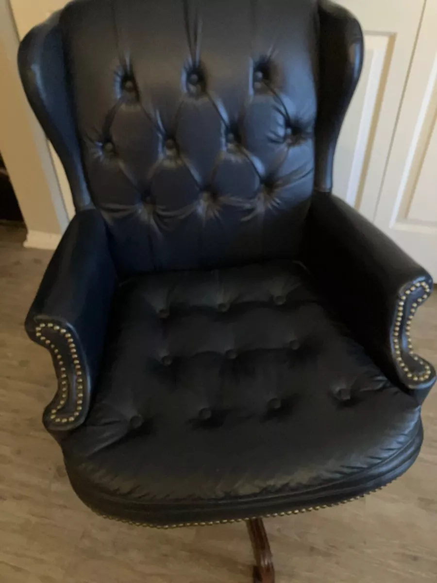 Vintage Sam Moore Tufted Leather Rolling Swivel Executive Office