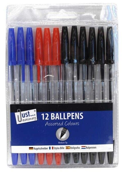 Paper Biros 24 Ballpoint Pens Set | High Quality Medium Ball Point Pen Biros Black ...