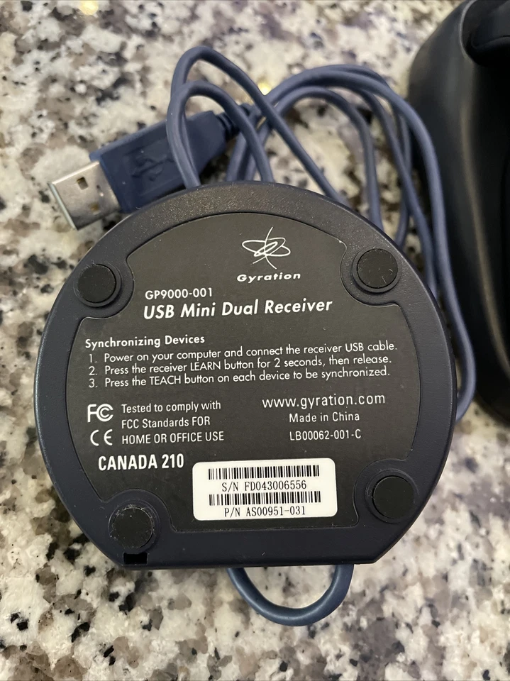 Gyration Wireless Ultra Cordless Optical Mouse (GP4101) & USB Mini Dual Receiver - Image 4 of 4