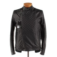 Latini NWD 100% Leather Asymmetrical Jacket Size 50 (M US) In Textured Black