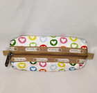 LESPORTSAC Pencil Case 7"  White w/ multi-color Hearts light stains