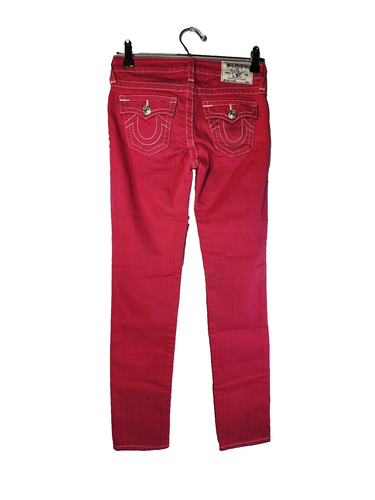 True Religion Super Skinny Jeans Womens Teen 12 HOT Pink Flap Pockets 28" Inseam - Picture 7 of 7