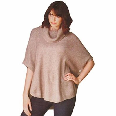 Women Sisters Tan Cowl Neck, Dolman Sleeve Poncho Sweater Size XL