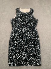 J. Crew Dress Leopard Animal Print Sleeveless Lined Cotton Blue Black Size 6