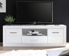 TV-Lowboard TV-Unterschrank in weiß Hochglanz TV Board Rollen drehbar Carrara