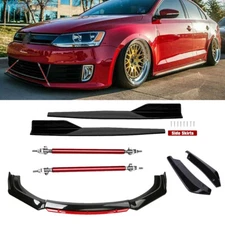 Front Bumper Lip Spoiler Splitter Rear Lip Side Skirt For VW Jetta MK6 MK7