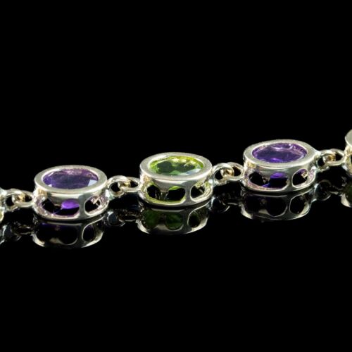AMETHYST PERIDOT BRACELET 9CT GOLD - Picture 3 of 5