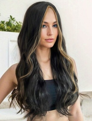 Perruque Femme Synthétique Longue Et Ondulée - Noir Profond Avec 4 Bonnets Inclus | Coiffure Bouclée Naturelle