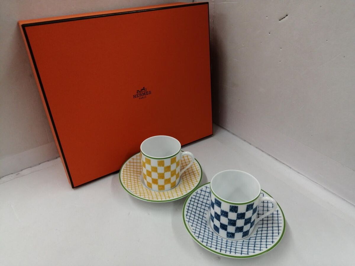 Hermes Walk In The Garden Coffee Cup Saucer Pair Set Blue Hermes Walk In The Garden Coffee Cup Saucer Pair Set Blue