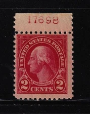 1923 Washington 2c carmine Sc 554 MNH top plate number single CV $15 (T22