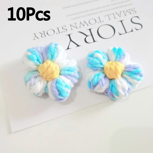 10Pcs Handmade Knitted Crochet Flowers Sewing Trim Clothes Headband Accessory - Picture 28 of 35