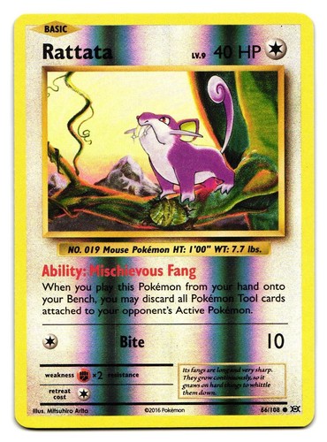 Pokemon Card - XY Evolutions 66/108 - RATTATA (REVERSE holo-foil) - NM/Mint  | eBay