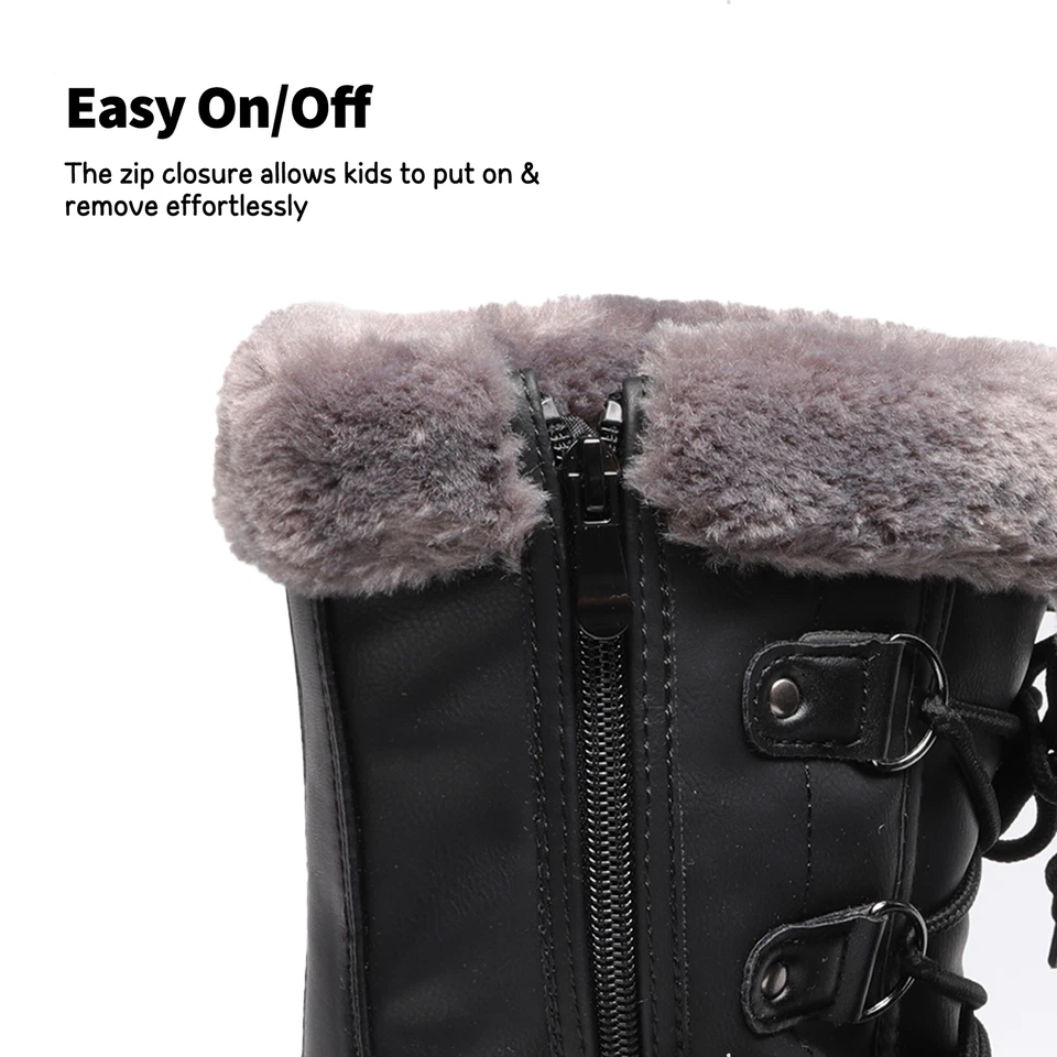 Мальчики девочек зимние снег ботинки искусственного меха с подкладкой середины икры ботинки теплый лыж ботинки - Изображение 4 из 4