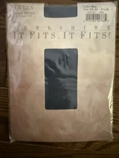 Berkshire It Fits Queen Cadet Blue 3x-4x Lycra Opaque Control Top Pantyhose NOS