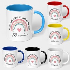 Personalised Thank You Teacher Mug End Term Leaving Present Gift Shape Minds