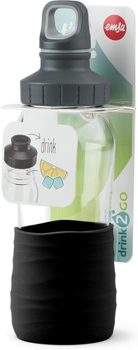 Emsa Drink2Go Glas Trinkflasche 0.5 Liter Schraubverschluss 100% Auslaufsicher - Bild 4 von 4
