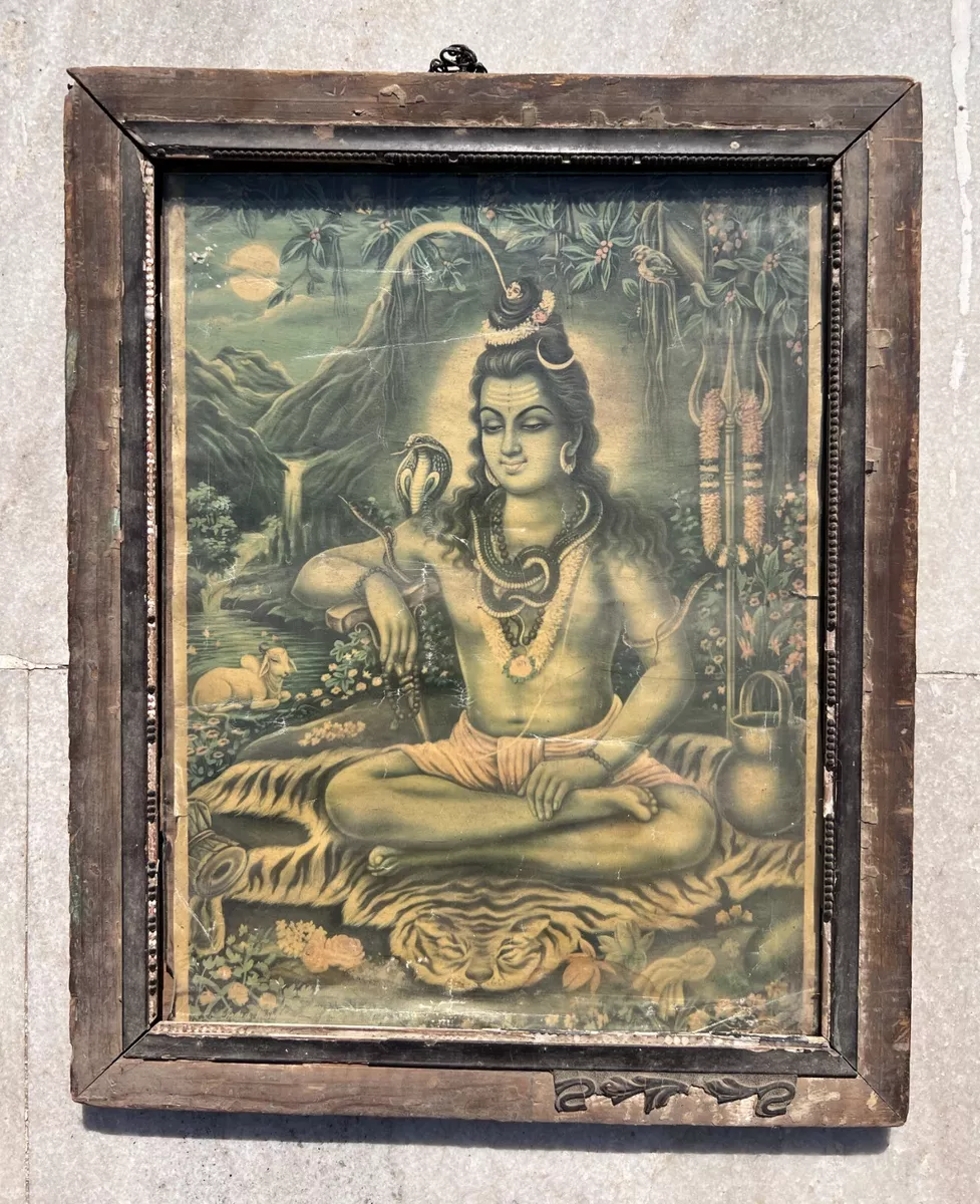 1950's Antique Old Rare Hindu God Shri Shiv Shanker Worship ...