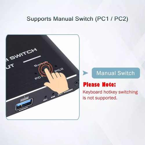 HDMI KVM Switch 4K@60Hz 2 Ports USB 3.0 KVM Switcher 2 in 1 out 2 PC Sharing - Picture 7 of 7