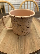 Fiddle & Fern Pink and Black Enamel Metal Coffee Mug 24oz