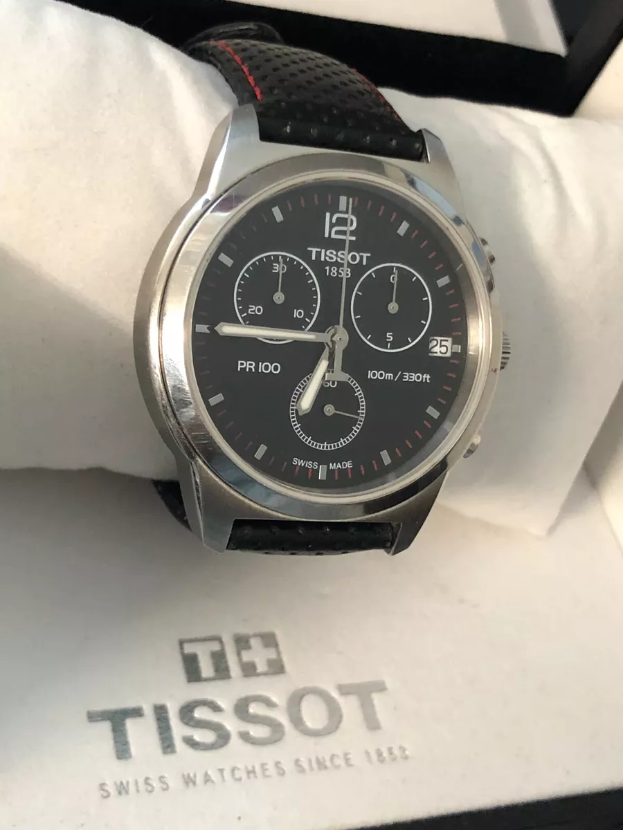TISSOT PR100 Chronograph ST STEEL Black Face Men s Watch W Box