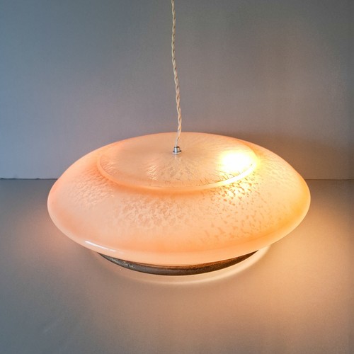 Vintage 1950s UFO glass Light Shade FOR RESTORATION ceiling MCM Space-Age