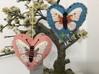 Gisela Graham Felt padded Heart with Appliqué Butterfly  Easter Dec 9cm