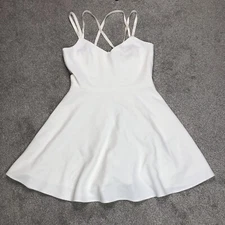 French Connection Dress Women Sz 6 Mini White Fit and Flare Strappy Sleeve