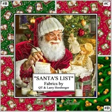 QT & L HERSBERGER "SANTA'S LIST" CHRISTMAS FABRIC SELECTION