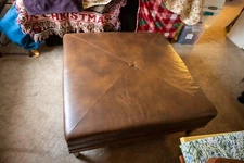 44" Large Used Vanguard Furniture Brown Leather Ottoman In Great Shape