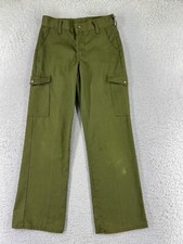 VINTAGE Boy Scouts Pants Youth 24 Green Official Uniform Cargo Twill 24x26