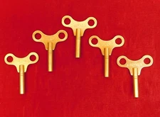 Set of 5 Clock Winding Keys 3.0 mm #3 Savers Lot 3 mm Solid Brass Number 3 Size